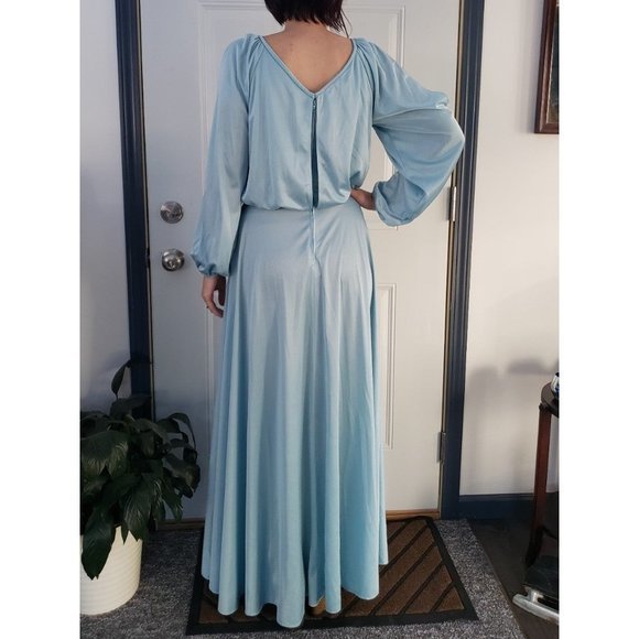 Vintage‎ 70s Light Blue Evening Gown - Picture 3 of 4